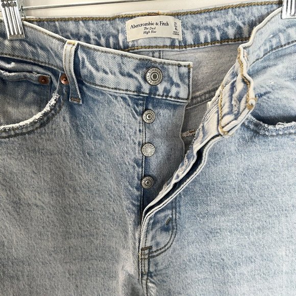 Abercrombie & Fitch The Dad Jean Womens 27 Short High Rise Button Fly Distressed - Picture 6 of 12